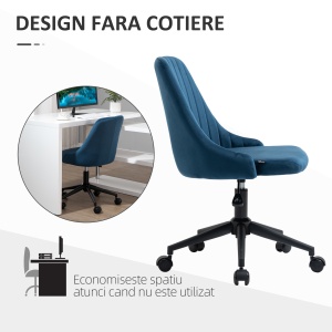 Scaun Birou Catifea Albastru – Reglabil & Pivotant 360° - Img 5