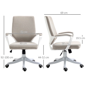 Scaun Birou Ergonomic cu Înălțime Reglabilă, Pivotant la 360° și Legănare, 62x69x92-100 cm, Bej - Img 3