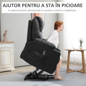 Scaun cu Ridicare Electrica, Masaj si tapitarie din PU - Img 4