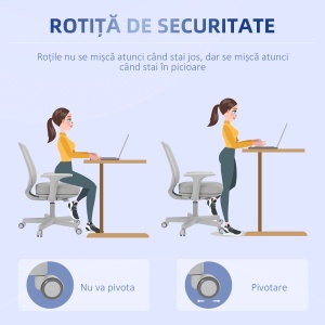 Scaun de Birou cu Inaltime Reglabila, Gri - Img 4