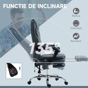 Scaun de Birou cu Masaj, Încălzire, Înălțime Reglabilă și Suport pentru Picioare, 67x67x113-121 cm, Gri - Img 6