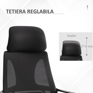 Scaun de Birou Ergonomic cu Brațe și Tetieră Reglabilă, Scaun Pivotant cu Suport Lombar, 64x55x116-126 cm, Negru - Img 8