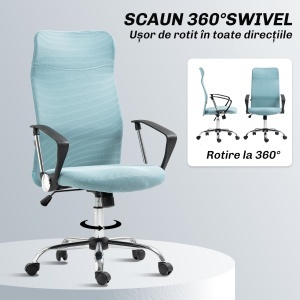Scaun de Birou Ergonomic cu Înălțime Reglabilă și Spătar din Plasă, Verde - Img 5