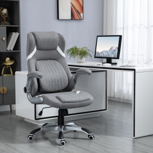 Scaun de Birou Ergonomic din Țesătură Respiranta Efect In, Înălțime Reglabilă, 68x76x109-117cm, Gri - Img 2