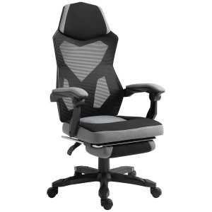 Scaun de Birou Ergonomic Reclinabil cu Suport Picioare Retractabil, Gri
