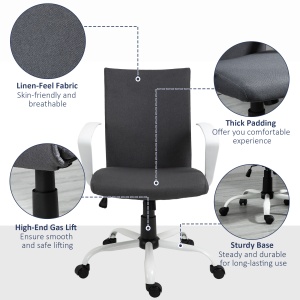 Scaun de Birou Ergonomic și Pivotant pentru Birou, Gri Închis - Img 8