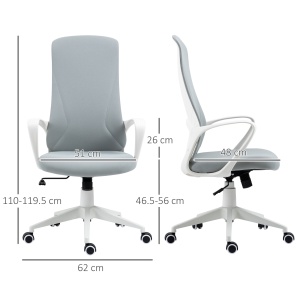 Scaun de birou ergonomic si tapitat, cu inaltime reglabila si functie de inclinare, 62x56x110-119.5 cm, gri - Img 3