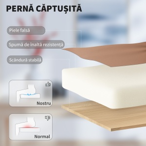 Scaun de Birou Reclinabil din Piele Ecologică cu Suport pentru Picioare și Roți, 65x67x111-119 cm, Maro - Img 5