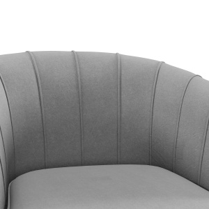 Scaun de Efect din Material Textil, Fotoliu din Catifea, Fotoliu Modern pentru Camera de Zi cu Picioare Metalice Aurii si Captuseala Groasa pentru Dormitor, Gri - Img 6