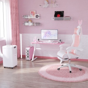 Scaun de Gaming Ergonomic cu Urechi de Iepure și Suport pentru Picioare Extensibil, 65x63x136-142 cm, Roz - Img 9