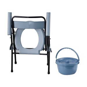 Scaun de Toaletă Pliabil cu Găleată Detașabilă pentru Vârstnici și Persoane cu Dizabilități, 52x50x75 cm, Negru - Img 8