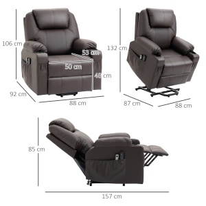Scaun Electric Ridicare Seniori Piele PU cu Masaj & Telecomanda - Img 3
