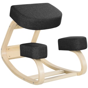 Scaun Ergonomic cu Suport Genunchi – Lemn Mesteacan, Negru