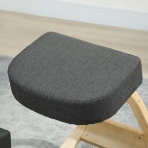 Scaun Ergonomic pentru Genunchi din Mesteacăn și Pernă Gri - Img 9
