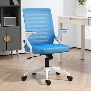 Scaun Ergonomic Reglabil pe Înălțime cu Cotiere de Ridicare, Scaun de Birou Pivotant din Poliester, 54x54x89-99 cm, Albastru - Img 2