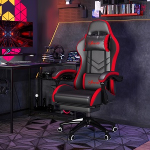 Scaun Gaming cu Înălțime Reglabilă, Scaun Gaming Ergonomic cu Spătar Rabatabil, 65x65x121-129 cm, Negru - Img 2