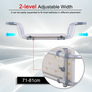 Scaun pentru Cadă din Aliaj de Aluminiu, Plastic și Lățime Reglabilă, 73-83x22x18 cm, Alb - Img 4