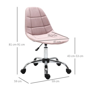 Scaun Pivotant pentru Birou Ergonomic Reglabil Roz - Img 3