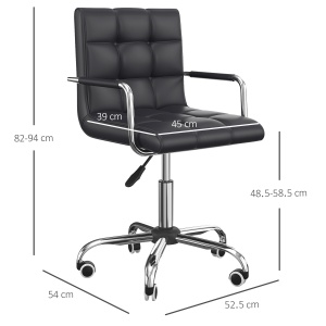 Scaun Rotativ cu Brațe din Piele Sintetică, Negru 52.5x54x94cm - Img 3