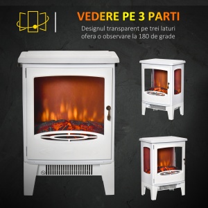Semineu Electric Efect Flacara 3 Laturi Deschise Temperatura 1000W-2000W - Img 4