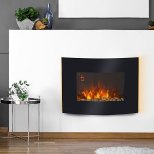 Șemineu Electric Încălzire 900-1800W Flacără 7 Culori și Telecomandă Negru - Img 2
