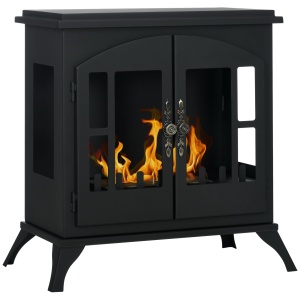 Șemineu pe Bioetanol, Bioșemineu cu Arzător de 0,9L pentru 3 Ore de Ardere, 55x31x55 cm, Negru