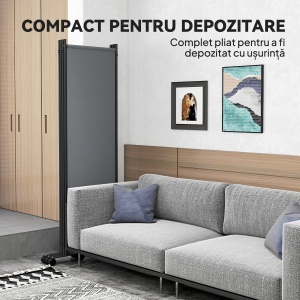 Separator Pliabil pentru Cameră cu Roți, Paravan Mobil pentru Intimitate, 5.6ft Înălțime - Img 7