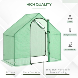 Sera Cabina Portabila 6' x 3' x 6', Folie PE, Sera de Gradina cu Cadru de Otel, Usa cu Fermoar, Aerisire Superioara, pentru Flori, Legume, Puieti, Plante Tropicale, Verde - Img 5