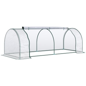 Sera de gradina cu cadru din otel si invelis din PVC, 250x100x80cm, Verde si transparent - Img 1