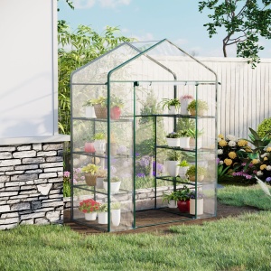 Sera de Gradina din Otel si PVC Transparent cu Usa Rulou, 143x73x195cm - Img 2