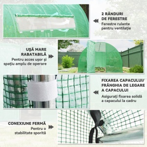Sera de Gradina Tunel pentru Cultivare Plante în PE, 600x300x200cm, ușă unică - Img 6