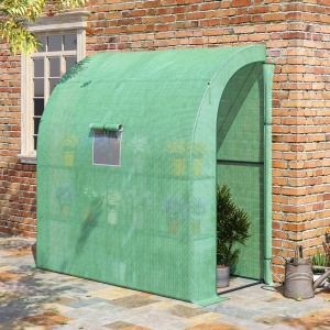 Sera de Perete cu 2 Rafturi pentru Plante si Flori din Otel si PE, 200x100x213cm - Verde - Img 2