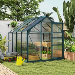 Sera de Plante Mare 183 x 244 x 213 cm pentru Curte, Uz Exterior, cu Fereastra si Usa, Cadru de Aluminiu, Placi BC - Img 2