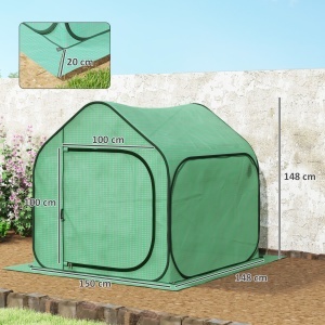 Sera pentru Gradina Metal+PE – 150×148×148 cm Verde, Usa Fermoar - Img 3