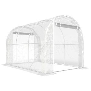Seră tip tunel 2x3x2 m cu uși rulabile, cadru din oțel și acoperire din PE anti-UV, transparentă - Img 1
