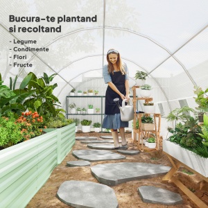Seră Tip Tunel 8x3x2 m cu Înveliș din Plastic și Oțel Ranforsat, Alb - Img 7