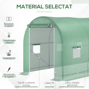 Sera Tunel Verde 500×200×205 cm – Cadr, Otel & 8 Ferestre - Img 4