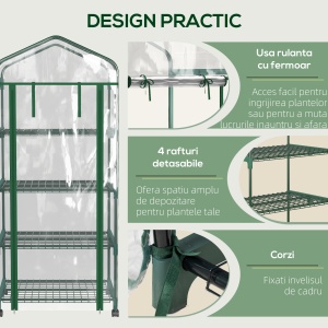 Sera Verticala Alb 4 Rafturi – Otel & PVC, Pentru Balcon/Terasa - Img 5