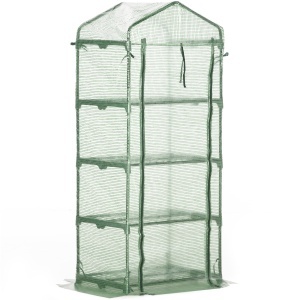 Sera verticala cu raft pe 4 niveluri, sera cu balcon si terasa din otel si PE verde inchis, 70x50x160cm - Img 8