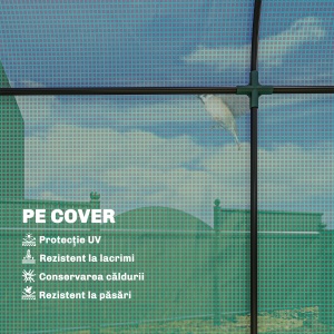 Sera Verticală pentru Balcon cu Ușă și Ferestre Rulabile, Sera pentru Grădină cu Structură din Oțel și Acoperiș din PE, pentru Plante, Legume, Flori, Fructe, Anti UV, 170x68x200 cm, Verde - Img 4