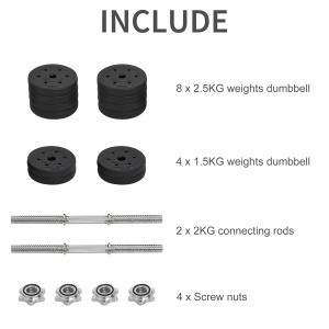 Set 2 Gantere de 30kg in Total, cu 16 Discuri din Otel si Pastic - Img 5