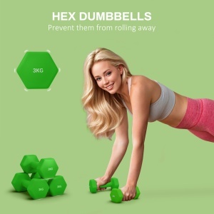 Set 2 Greutăți Hexagonale cu Gantere Pereche cu Prindere Antiderapantă pentru Antrenament de Fitness Acasă, 18x7x7 cm, Verde - Img 4