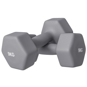 Set 2 Greutăți Hexagonale, Gantere cu Prindere Antiderapantă pentru Antrenament de Fitness Acasă, 27x10x10 cm, Gri - Img 1