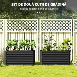 Set 2 Jardiniere Gradina inaltate 120×60×60 cm – Otel Galvanizat - Img 4