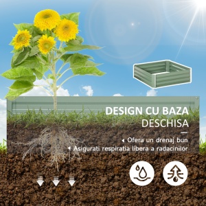 Set 2 Paturi de Gradina Înălțate din Oțel, Jardinieră de Grădină pentru Plante, Legume și Arbuști, 100x100 cm, Verde - Img 5