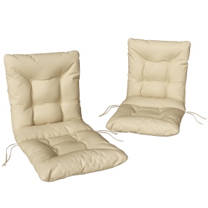 Set 2 Perne pentru Scaune de Exterior cu Curele de Fixare, Perne Umplute din Poliester și Bumbac, pentru Șezlong sau Fotoliu, 50x120x8 cm, Bej