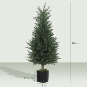 Set 2 Plante Artificiale de Chiparos cu 362 Frunze și Ghiveci cu Ciment și Mușchi, Plante Rezistente la UV, Ø40x90 cm, Verde - Img 3