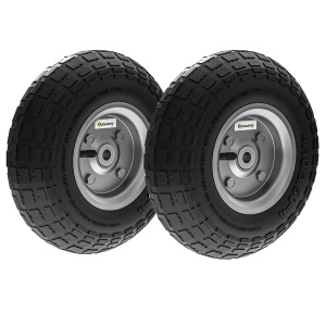 Set 2 Roți pentru Cărucior Capacitate 80 kg cu Profil Scanat, Roți din Cauciuc și Oțel, Ø25.5x7.5 cm, Negru