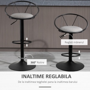 Set 2 Scaune de Bar – Pivotante, Maro, Reglabile 78–100 cm - Img 5