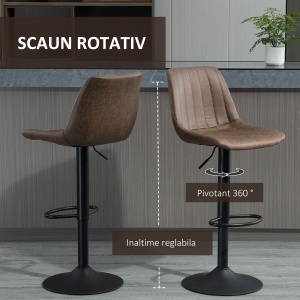 Set 2 Scaune de Bar – Reglabile, Rotative & Captusite - Img 4